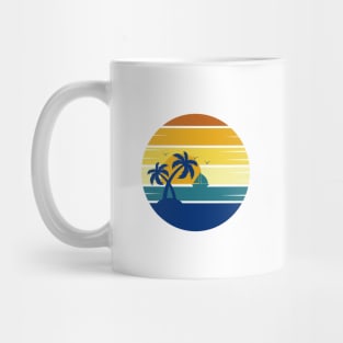 Retro Style Sunset Beach Palm Tree Mug